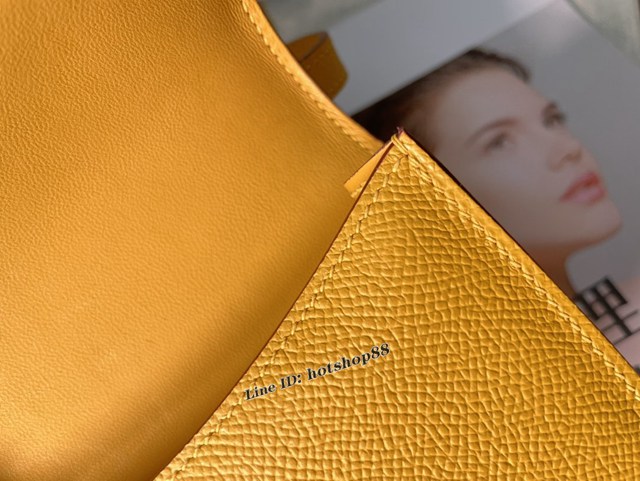 Hermes專櫃新款Constance女包 愛馬仕康康琥珀黃epsom皮迷你單肩斜挎包 ttd1247